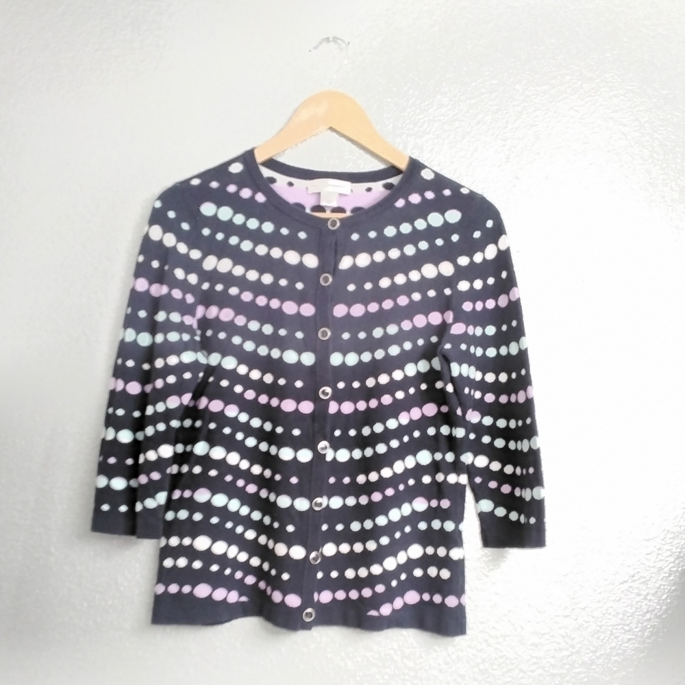 Christopher & Banks Navy Blue Polka Dot Sweater    Size S
